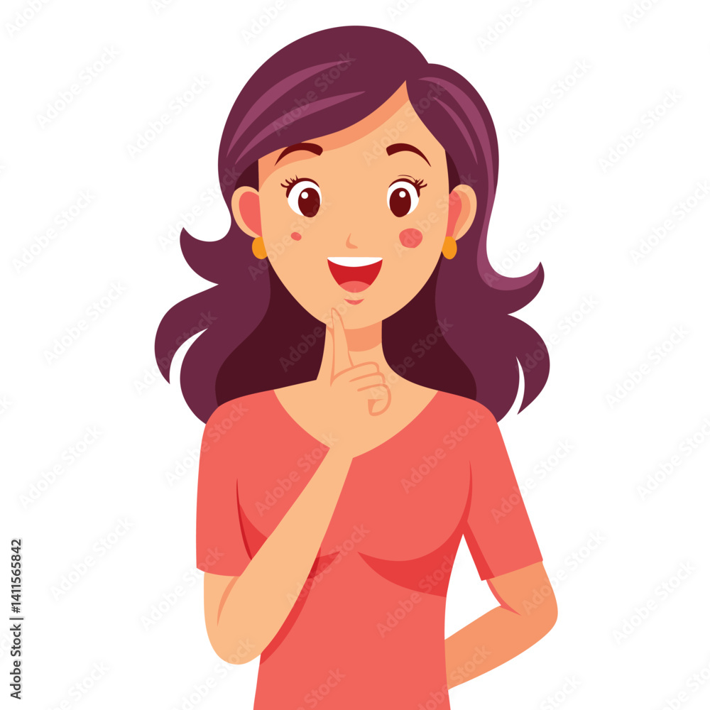 happy woman tells secret by putting palm to mouth happy woman tells secret by putting palm to mouth