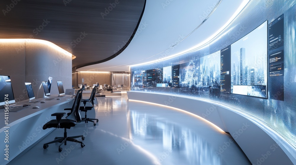 custom made wallpaper toronto digitalModern Office Space with Technology Displays and Sleek Design