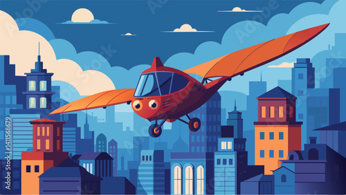 Even in the busiest areas of the city the eVTOLs glided smoothly their compact size allowing them to maneuver through narrow streets and alleys.. Vector illustration