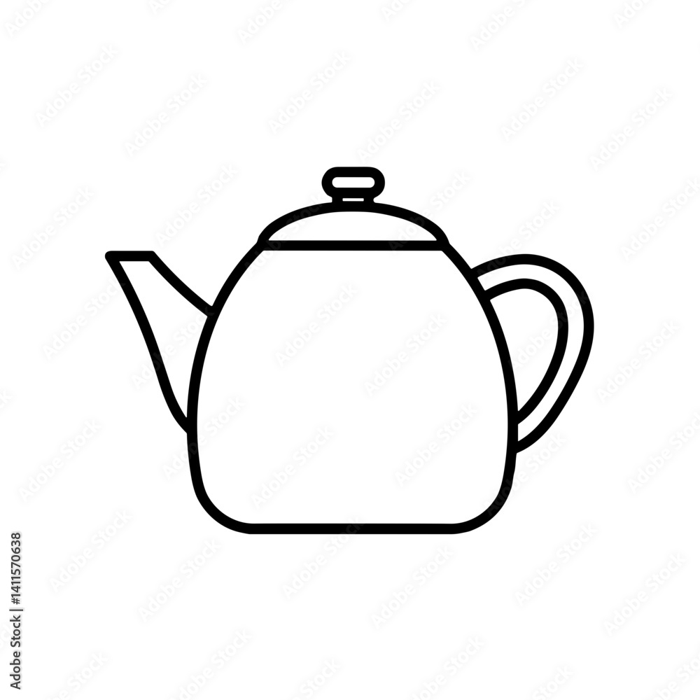 Obraz premium Simple line art teapot silhouette against a white background 