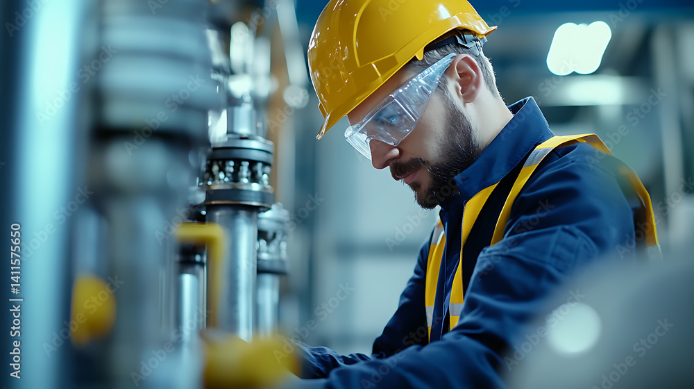 Engineer performing diagnostic tests on lithium extraction machines. Featuring diagnostics Engineer performing diagnostic tests on lithium extraction machines. Featuring diagnostics