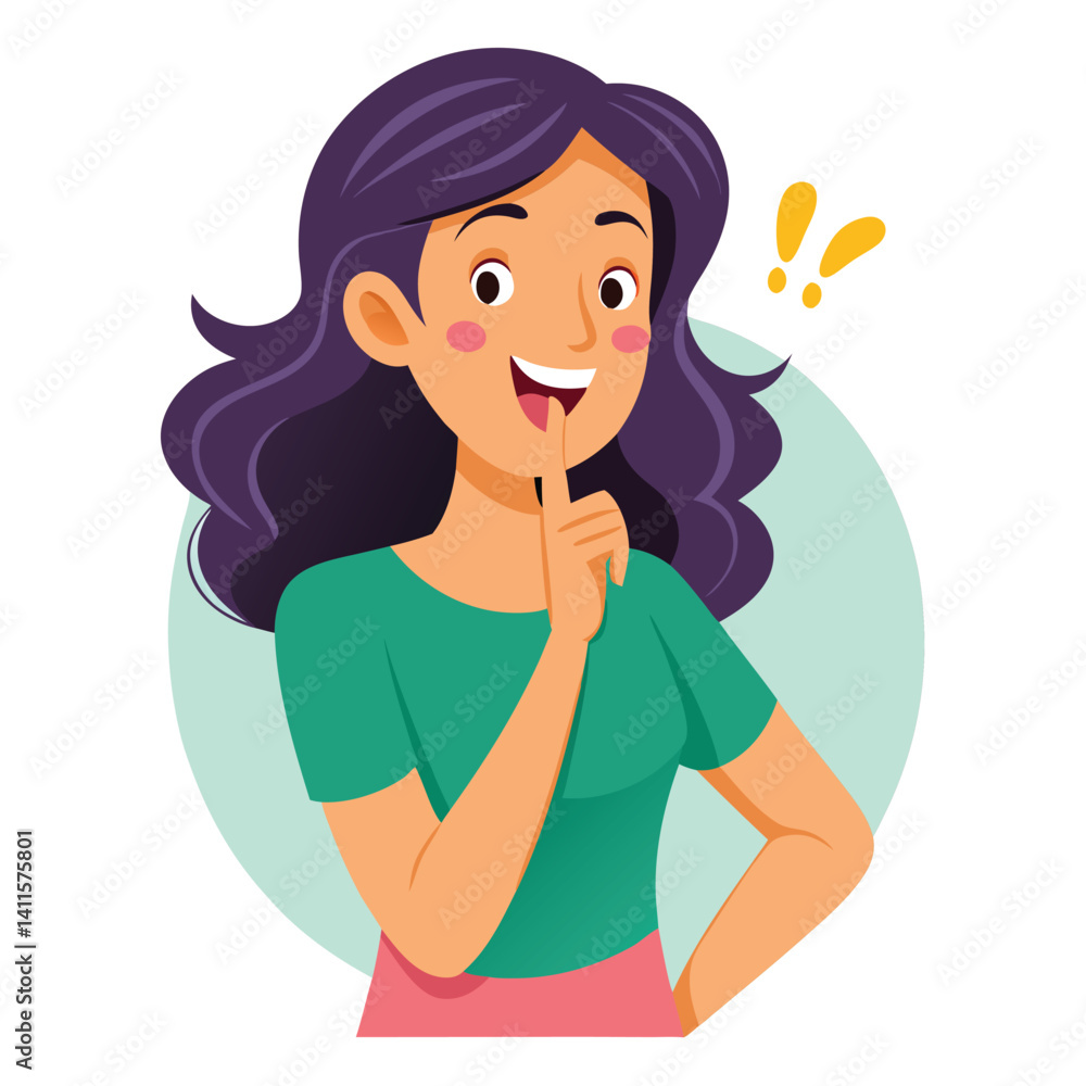 happy woman tells secret by putting palm to mouth happy woman tells secret by putting palm to mouth