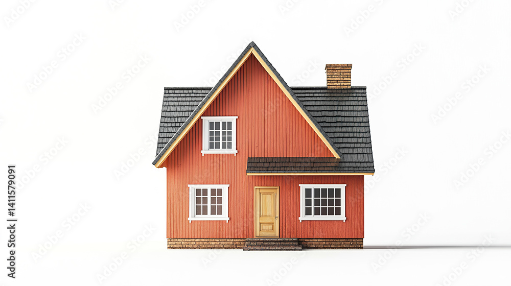 charming red house with gabled roof and chimney charming red house with gabled roof and chimney