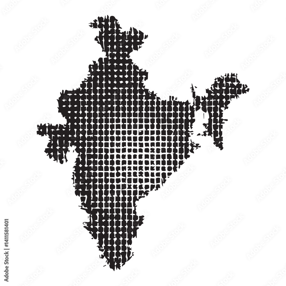 Obraz premium Black Halftone Dotted India Map Illustration Vector white background