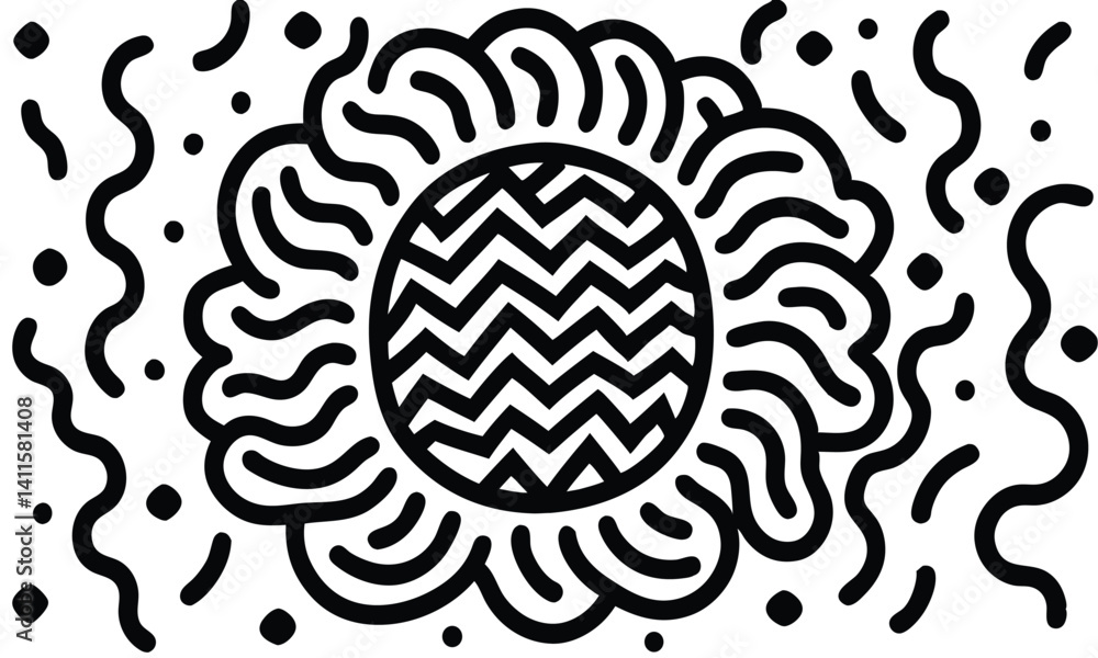 Fototapeta premium Abstract Sun Flower Doodle Design