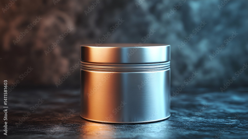 Silver jar on dark background, product display Silver jar on dark background, product display