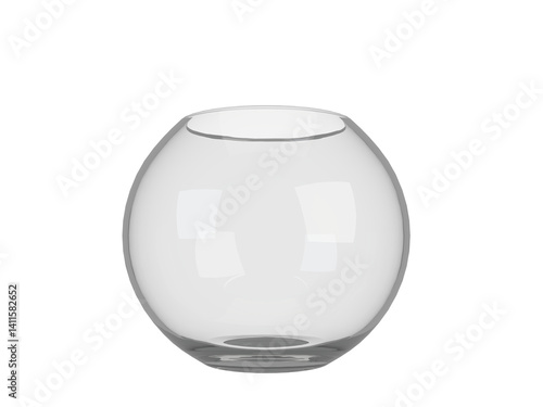 Round glass vase isolated on transparent background