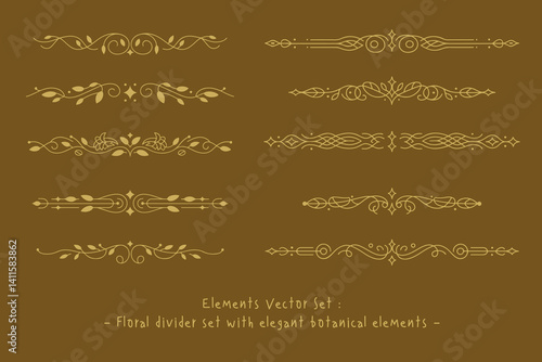 Whimsical floral divider set with elegant botanical elements and decorative flourishes. Ideal for garden-themed designs, invitations, or vintage-style layouts.