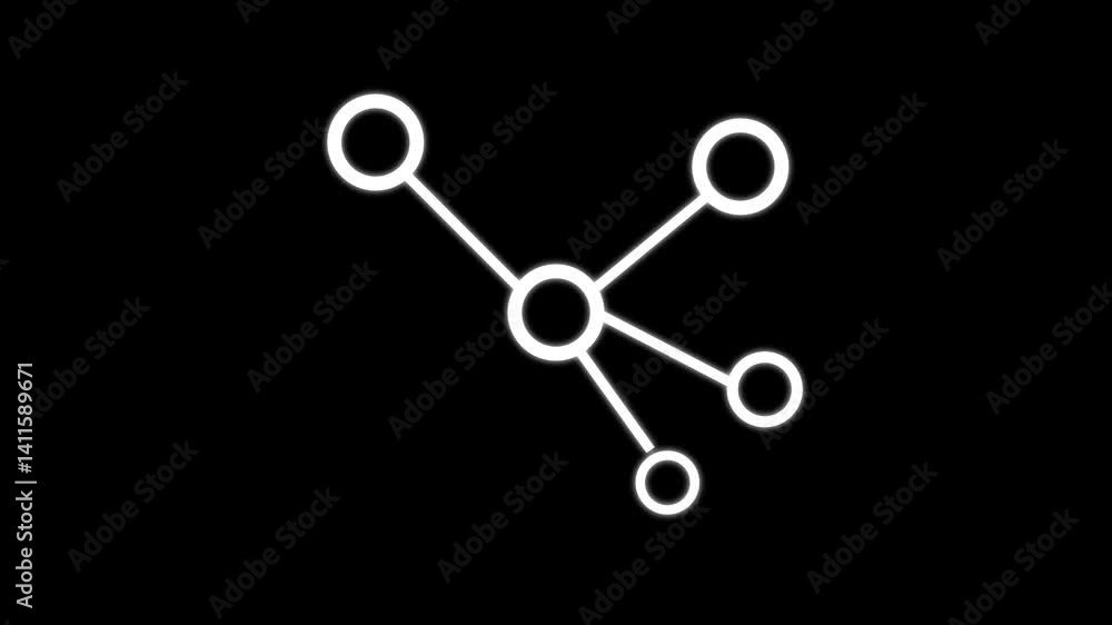 Networking concept. WHITE line icon animation on transparent background