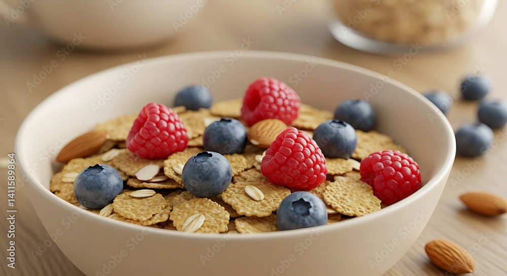Berry-licious Breakfast: A Vibrant Cereal Bowl in Soft Lighting Berry-licious Breakfast: A Vibrant Cereal Bowl in Soft Lighting