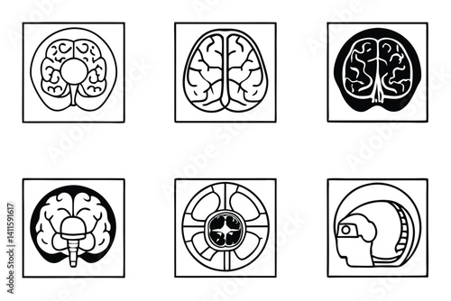 mri scan image line art clean medical imaging artwork