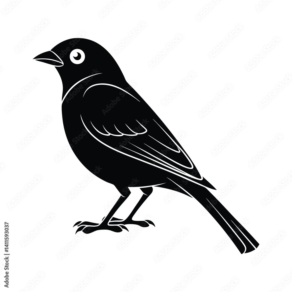 Obraz premium Silhouette of a tanager bird Art & Illustration, bird vector on a white background