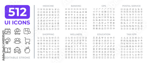 Miscellaneous line icons set collection. Education, business and services for customers. Work and life routines mega pack of linear pictograms. Isolated vector illustrations. Editable stroke