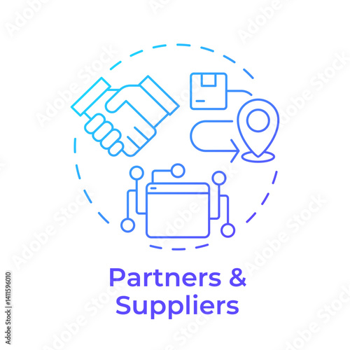 Partners and suppliers blue gradient concept icon. Teamwork, collaboration. Compliance, regulation. Round shape line illustration. Abstract idea. Graphic design. Easy to use in blog post, presentation