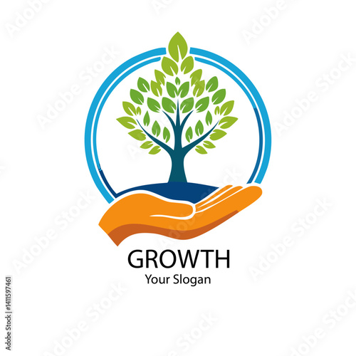 Obraz na płótnie tree of life with hands vector icon logo design text