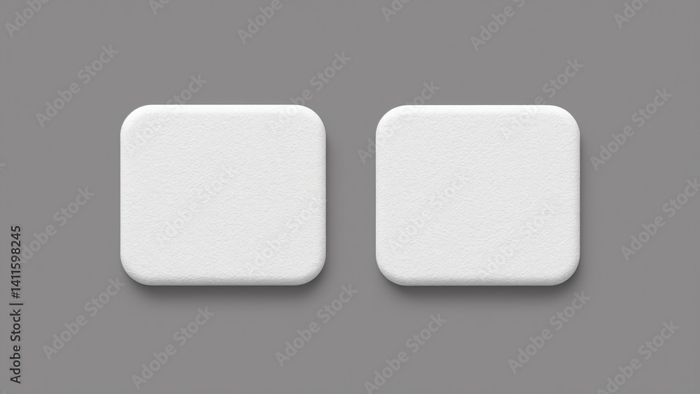 Two White Textured Rectangular Objects on Gray Background - Mockup Two White Textured Rectangular Objects on Gray Background - Mockup