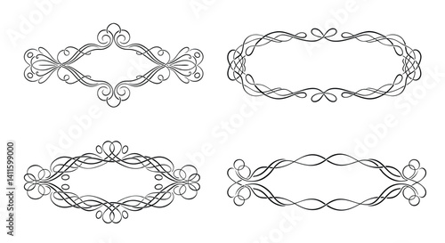 Set of decorative frames with swirls and curls