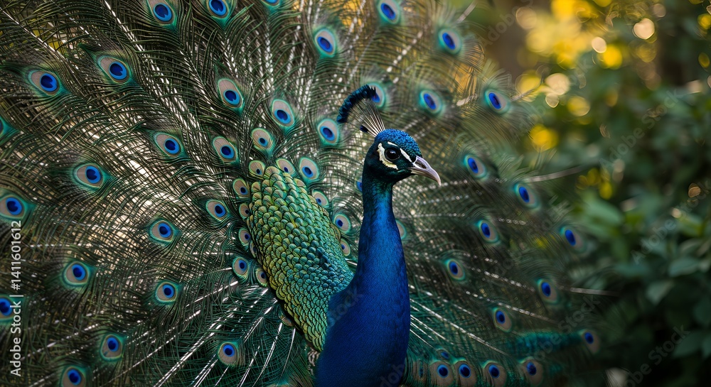 Obraz premium Majestic Peacock: Vibrant Plumage, Serene Display, Natural Beauty
