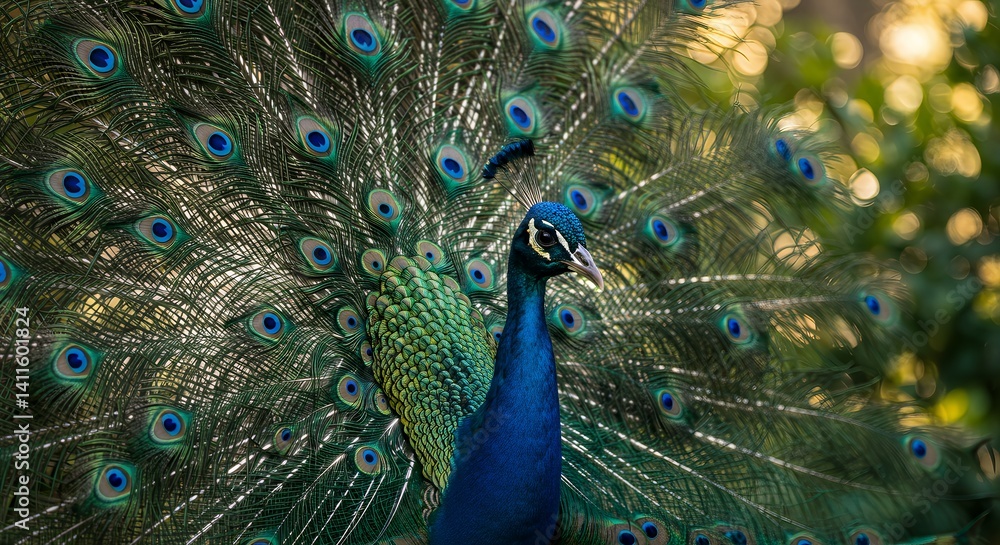 Obraz premium Majestic Peacock: Vibrant Plumage, Serene Display, Nature's Masterpiece