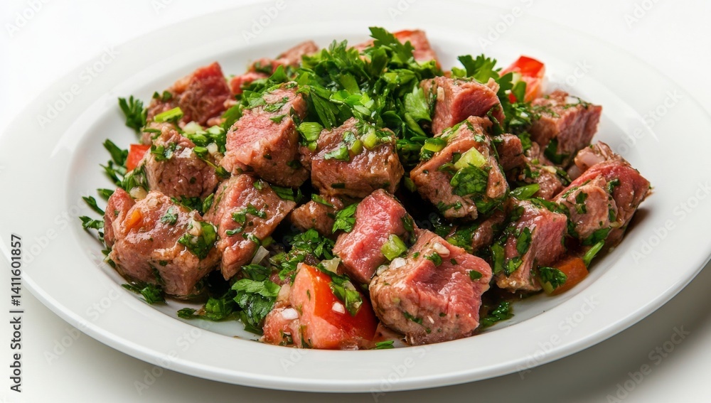 Delicious cubed grilled meat salad Delicious cubed grilled meat salad