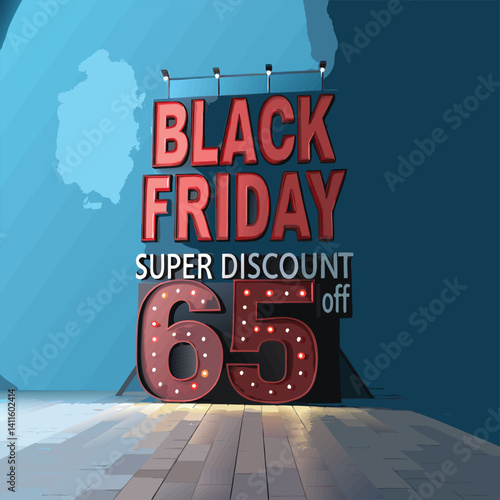 Black Friday typography banner. Black Friday modern linear typography text illustration isolated on black background. Design template for Black Friday sale banner.
