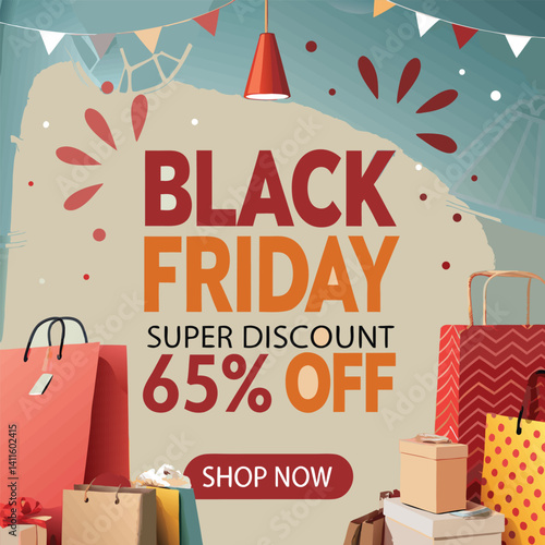 Black Friday typography banner. Black Friday modern linear typography text illustration isolated on black background. Design template for Black Friday sale banner.