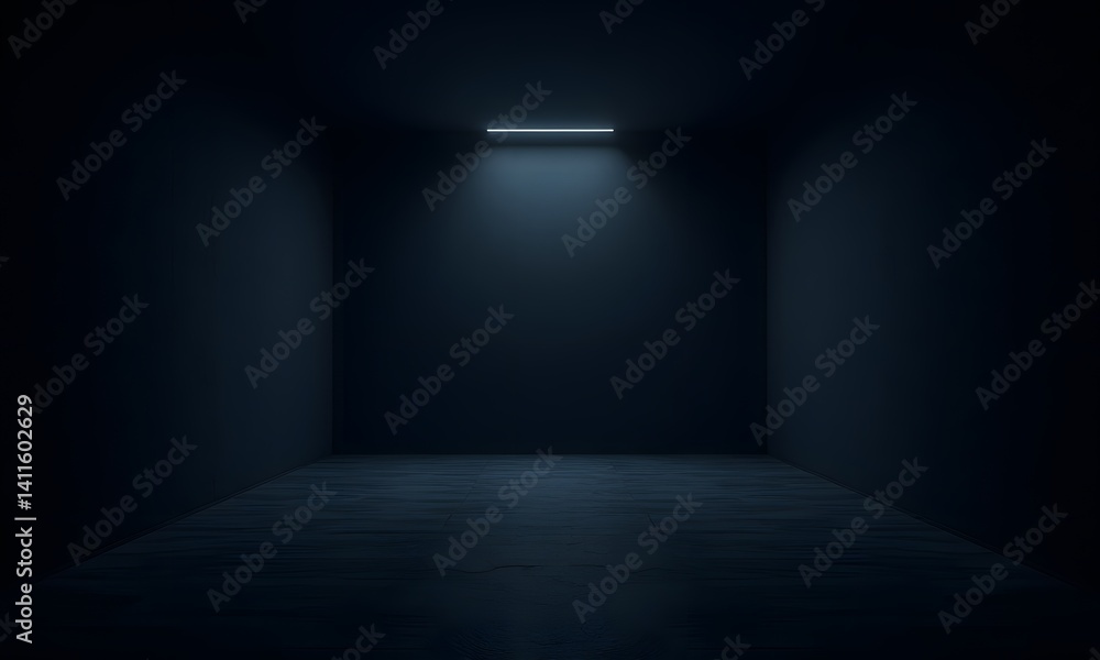 Empty dark room with single light on. Empty dark room with single light on.