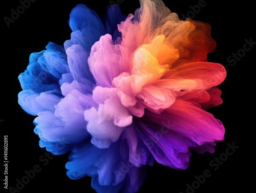 Color smoke blooms gently on a glowing moving background
