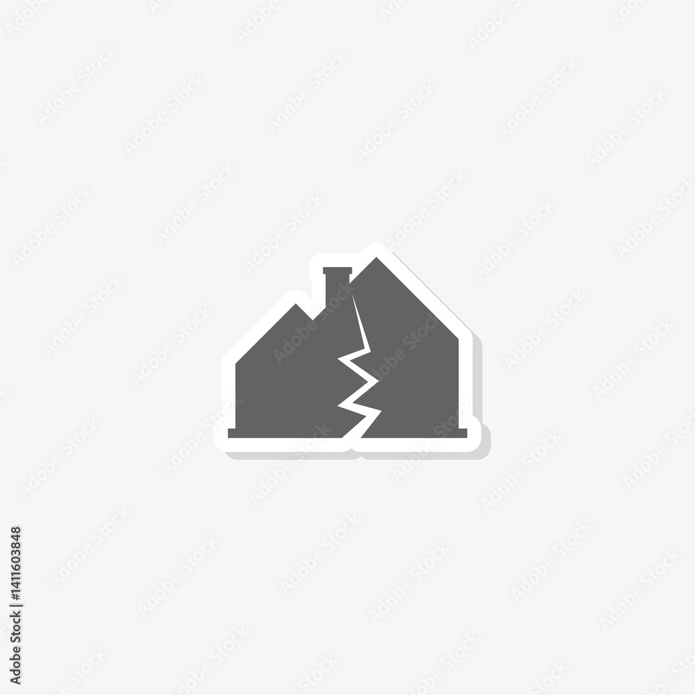 Damage broken house icons ticker isolated on gray background Damage broken house icons ticker isolated on gray background