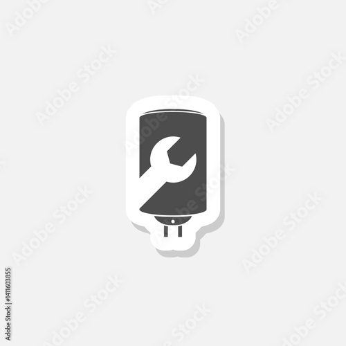 Water heater repair icon sticker isolated on gray background