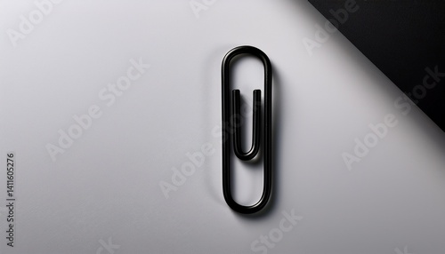 シンプルでミニマルな背景に、隅に1つだけ黒いクリップが置かれているシーン。広い余白が静かな雰囲気を演出し、洗練されたデザインが美しさを引き立てる。

