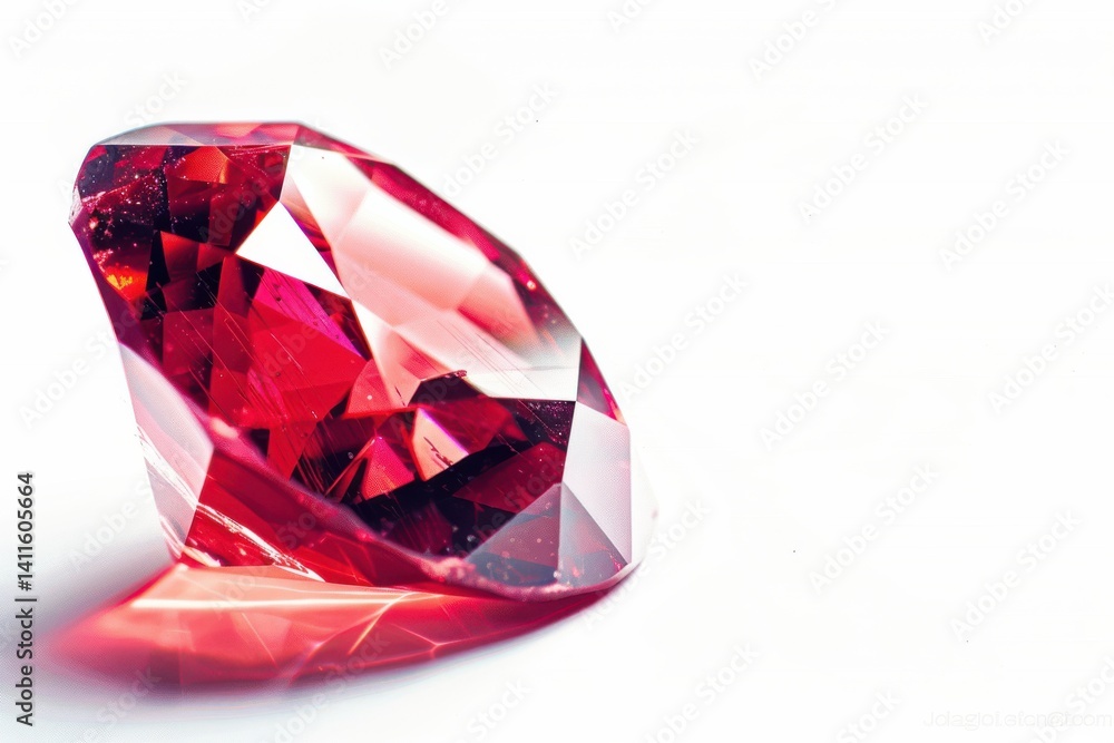 A brilliant red gemstone reflecting light elegantly on a smooth surface in a bright, minimalist setting isolated on transparent background A brilliant red gemstone reflecting light elegantly on a smooth surface in a bright, minimalist setting isolated on transparent background