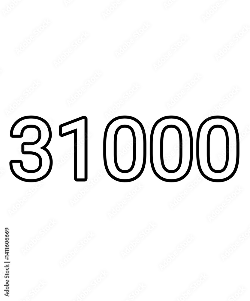 Black and white color numbers 31000 Black and white color numbers 31000