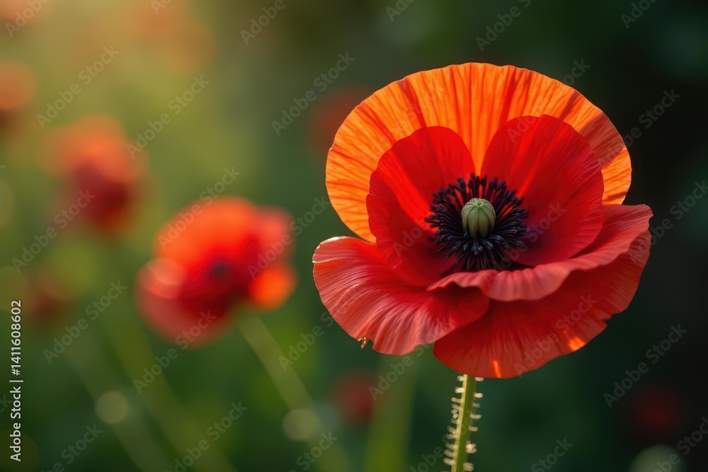 Fototapeta premium Close-up of a striking red poppy bouquet, crisp detail , flower bouquet, red, white
