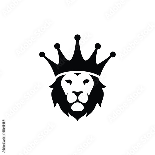 Majestic Lion Wearing a Crown, Symbol of Royalty