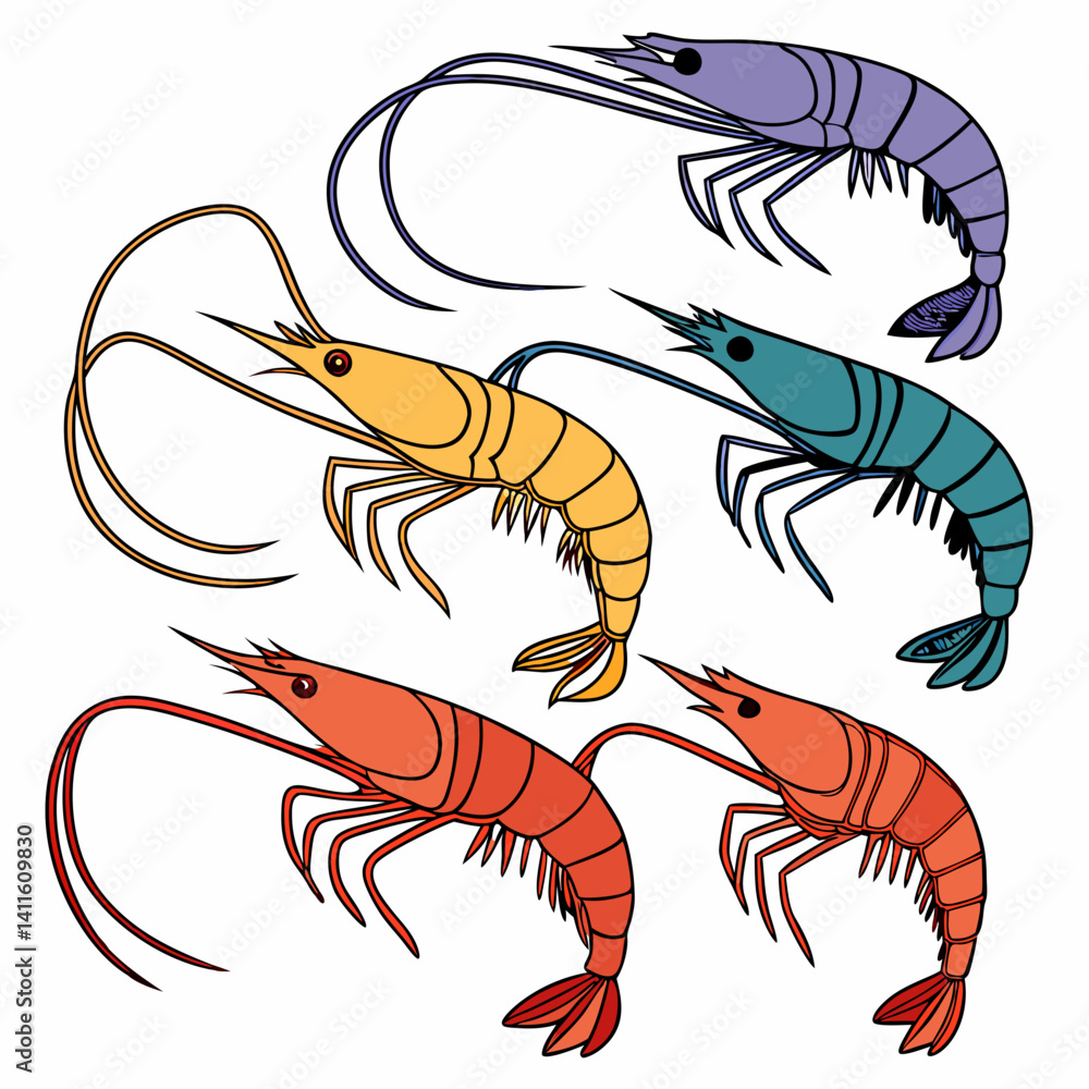Fototapeta premium shrimp vector illustration icon