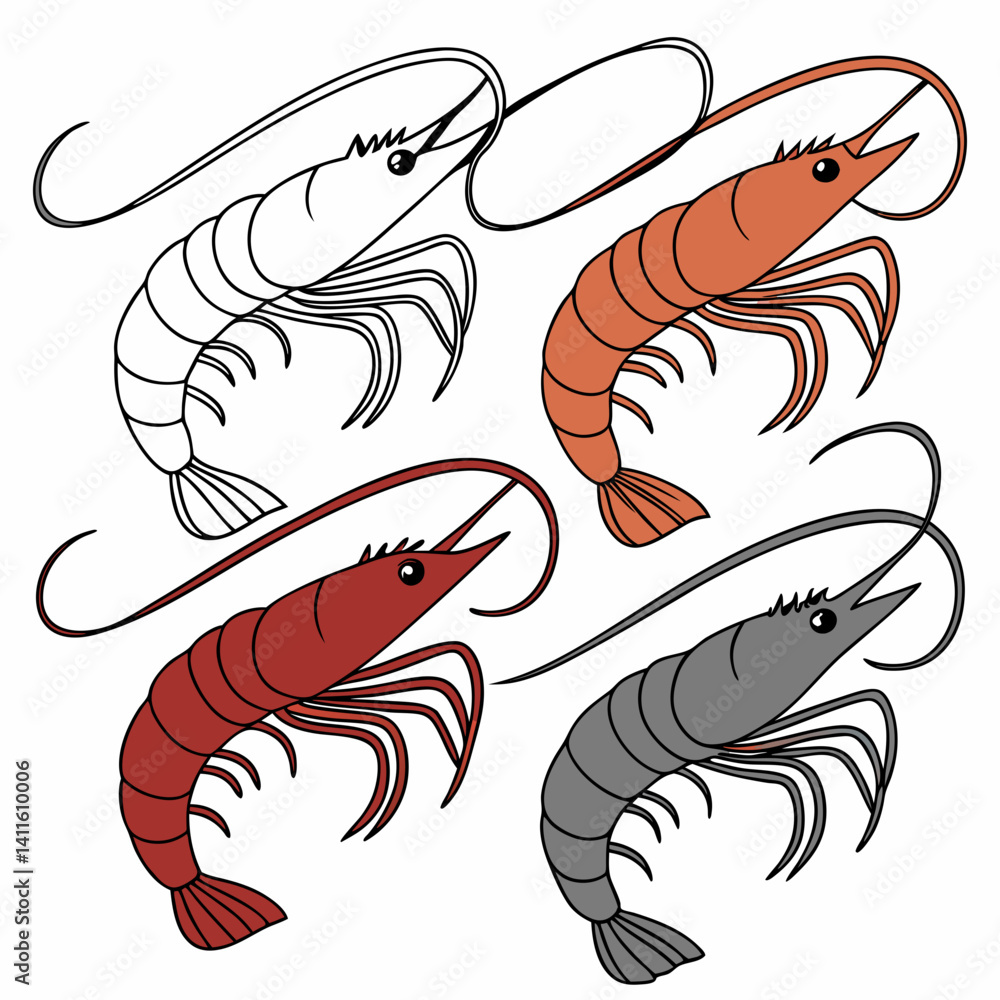 Fototapeta premium shrimp vector illustration icon
