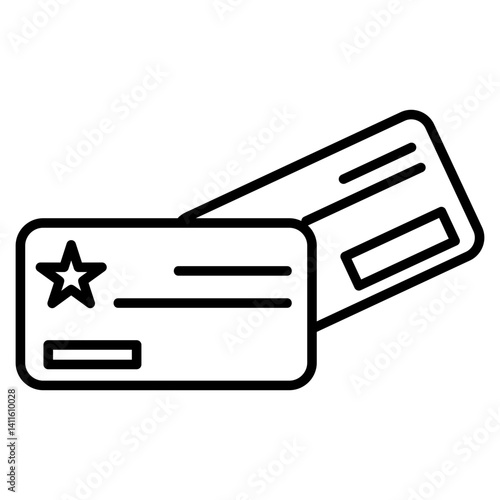 Icon of two cards, one with a star, symbolizing a loyalty card, membership card, or exclusive benefits for valued customers.