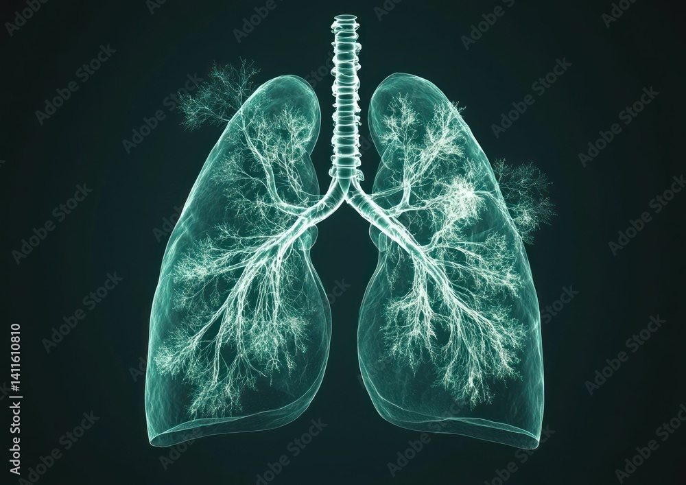 Abstract rendition of human lungs showing intricate anatomical structures Abstract rendition of human lungs showing intricate anatomical structures