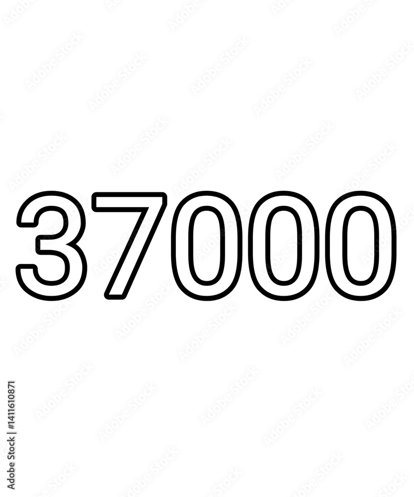 Black and white color numbers 37000 Black and white color numbers 37000