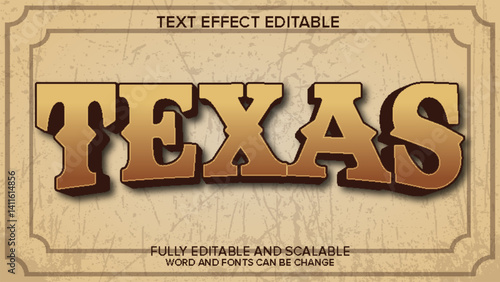 3d text effect texas vector editable