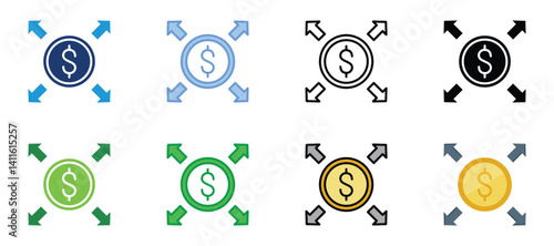 Expand Icons Set Vector Multiple Style Collection