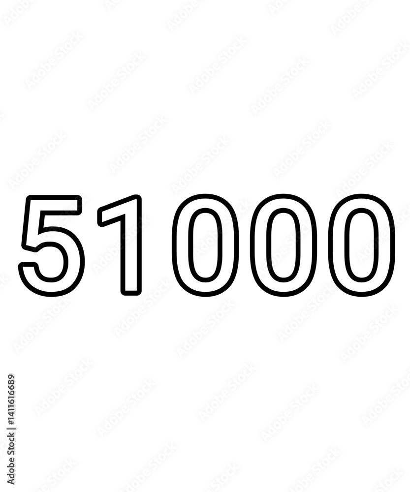 Black and white color numbers 51000 Black and white color numbers 51000