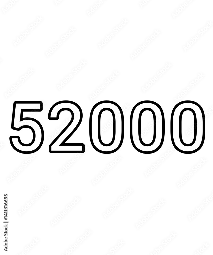 Black and white color numbers 52000 Black and white color numbers 52000