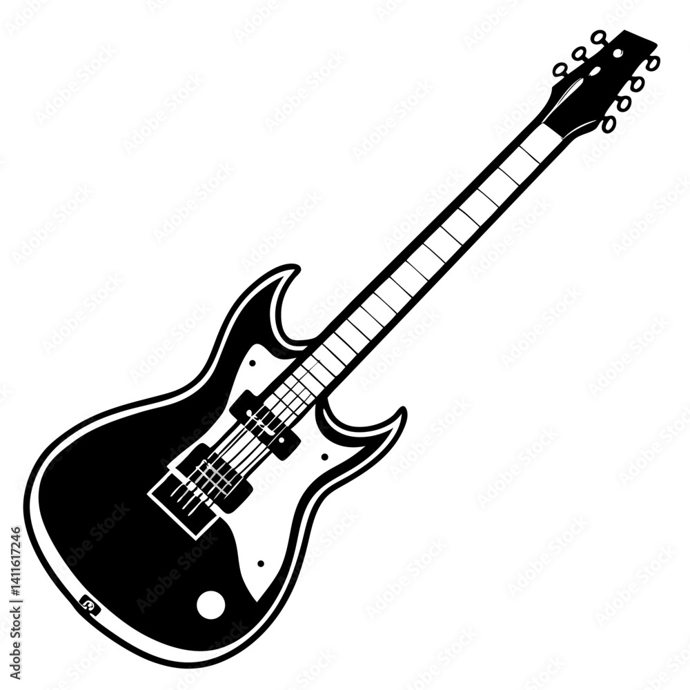 Fototapeta premium Vector silhouette of an electric guitar with a classic body shape
