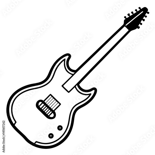 Vector silhouette of an electric guitar with a classic body shape