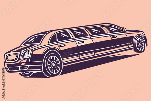 Luxurious Limousine Illustration Isolated On Soft Background Car For Events Celebrations