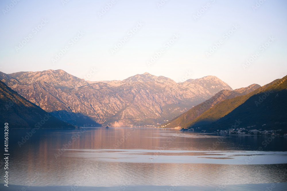 Coastal beauty of Kotor Bay at golden hour
