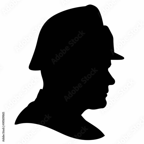 Silhouette of a military cap on white background, honoring veterans