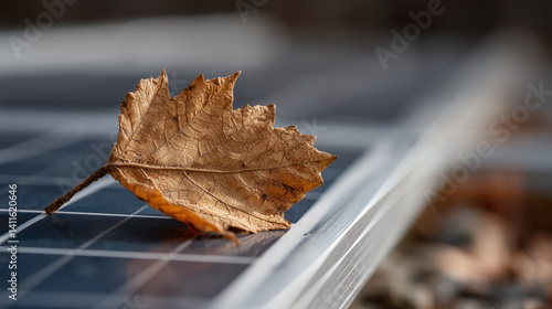 Autumn Leaf on Solar Panel:...